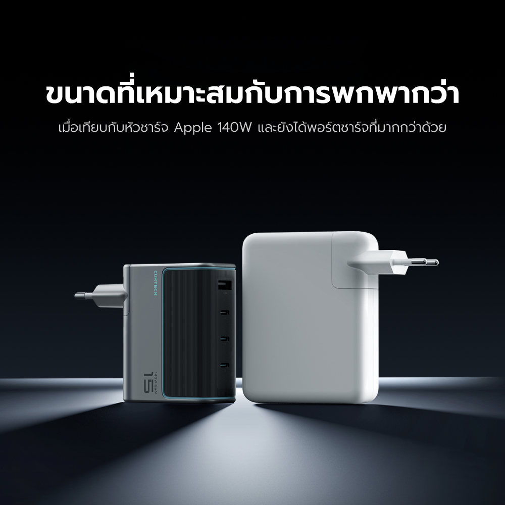 หัวชาร์จเร็ว CUKTECH AD1404T 140W สีเทา GAN3 4 พอร์ต รองรับชาร์จไว PD3.1_6
